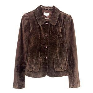 ATL Studio Collared 4 Button Suede Jacket - Brown 4